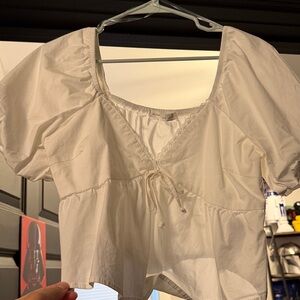 Altar'd State White Puff Sleeve Top